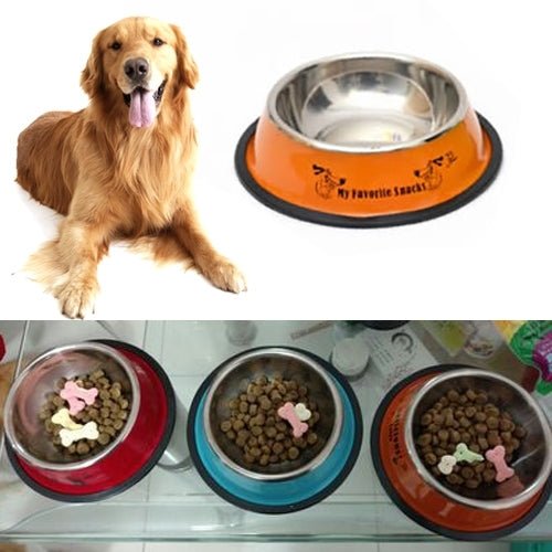 Stainless Steel Bowls, Anti - slip Colorful Paint Printed Pets Bowls, Bowl Diameter: 25.5 cm, Bowl Bottom Diameter: 32.5 cm - Trustpick
