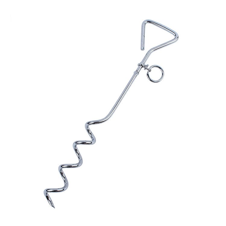 Stainless Steel Dog Spiral Tie Out 360 Degree Rotation Anti Wrap Fixed Pile Outdoor Camping Stake, Size:42cm*8mm - Trustpick