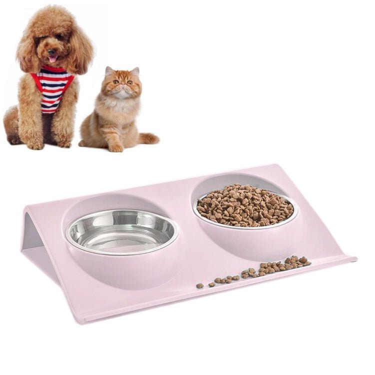 Stainless Steel Pet Bowl Slope Plastic Anti - skid Anti - splash Food Feeder - Trustpick