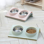 Stainless Steel Pet Bowl Slope Plastic Anti - skid Anti - splash Food Feeder - Trustpick
