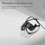 Steel Cage Style Dog Basket Wire Muzzle Protective Snout Cover with Leather Strap, Size: M - Trustpick