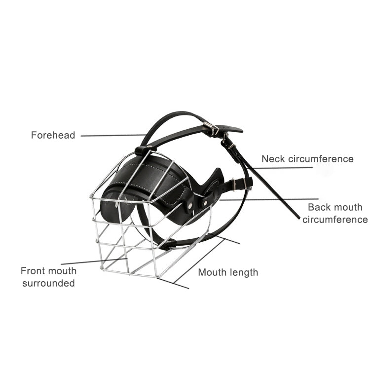 Steel Cage Style Dog Basket Wire Muzzle Protective Snout Cover with Leather Strap, Size: M - Trustpick