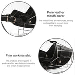 Steel Cage Style Dog Basket Wire Muzzle Protective Snout Cover with Leather Strap, Size: XXL - Trustpick