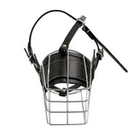Steel Cage Style Dog Basket Wire Muzzle Protective Snout Cover with Leather Strap, Size: XXL - Trustpick