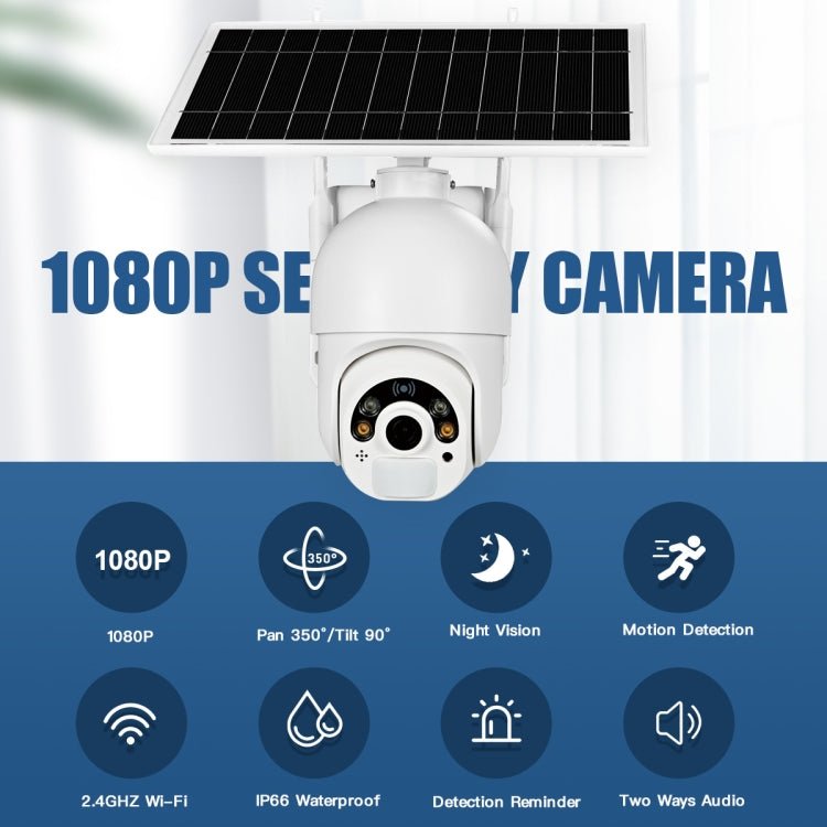 T22 1080P Full HD Solar Powered 4G Network EU Version Camera, Support PIR Alarm, Night Vision, Two Way Audio, TF Card - Trustpick