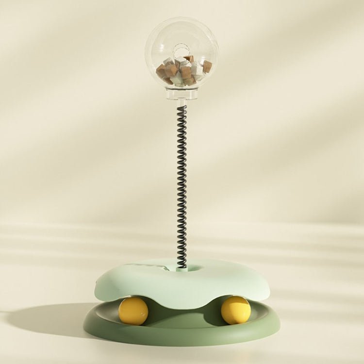Teasing Cats Toy Turntable With Spring Leaky Food Ball Pet Cats Play Tray - Trustpick