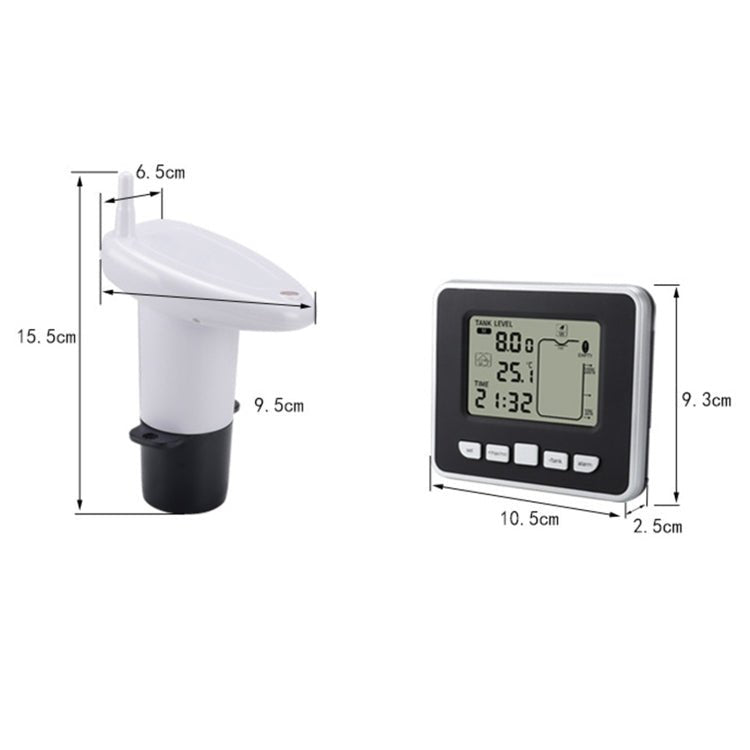 TS - FT002 Multifunctional Ultrasonic Electronic Water Tank Level Gauge With Indoor Temperature Thermometer Clock Display Water Level Gauge - Trustpick
