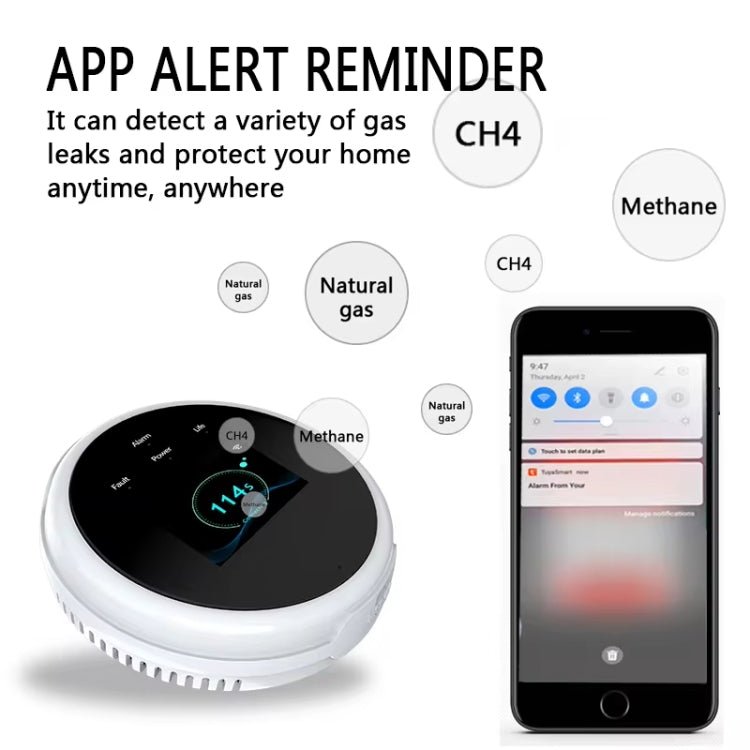 Tuya WiFi Gas Leak Detector With Temperature Clock Function Support Human Voice Alarm - Trustpick