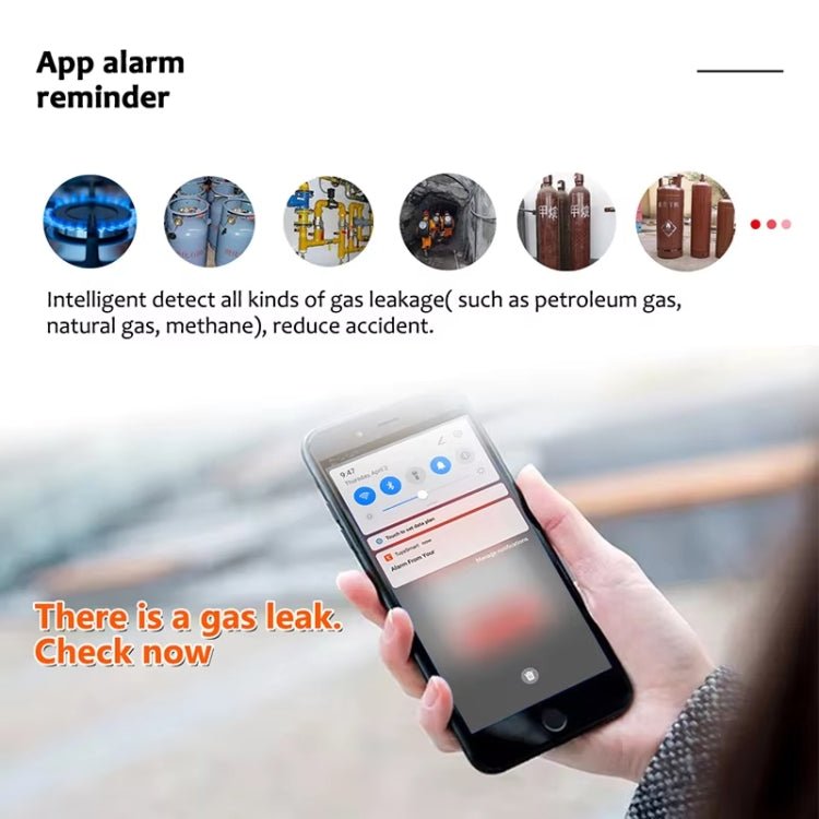 Tuya WiFi Gas Leak Detector With Temperature Clock Function Support Human Voice Alarm - Trustpick