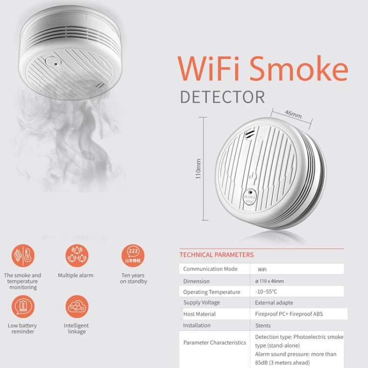 TY - SMK - 07 Smart Home WiFi Smoke Detector - Trustpick
