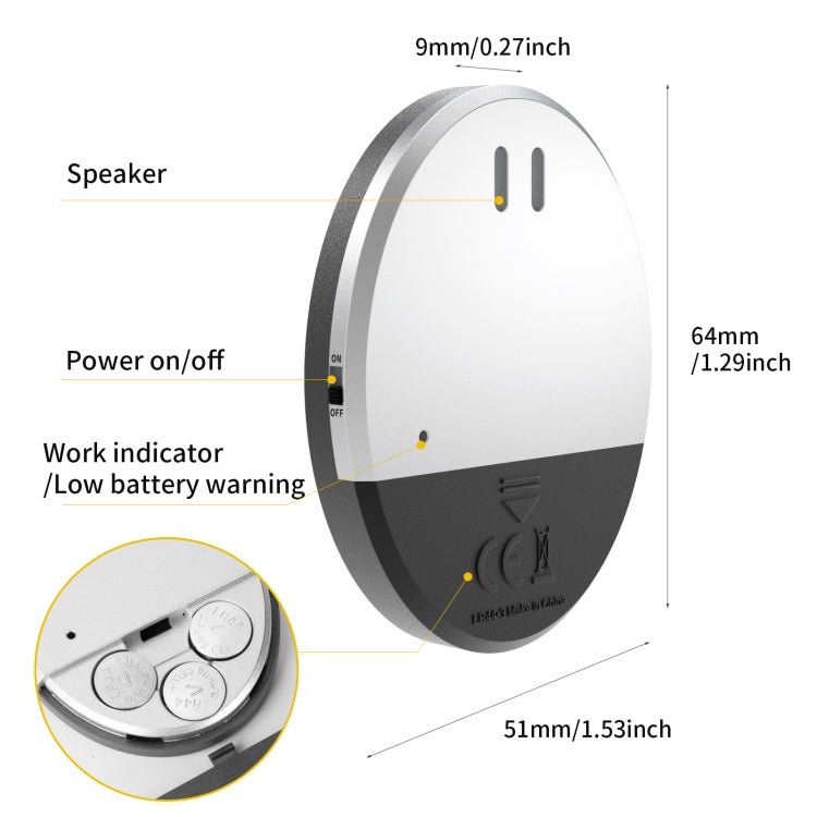 Ultra - slim Round Door / Window Alert Detect Vibration Sensor Alarm for Home Alarms Security - Trustpick