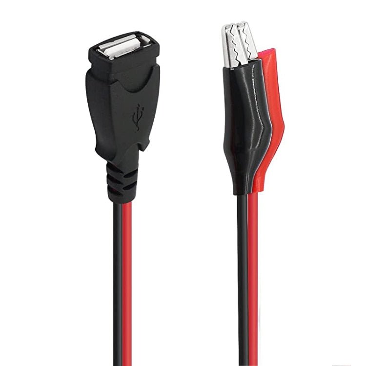 USB - A Female To 2 x Crocodile Clip Power Connection Extension Cable, Length: 0.5m - Trustpick