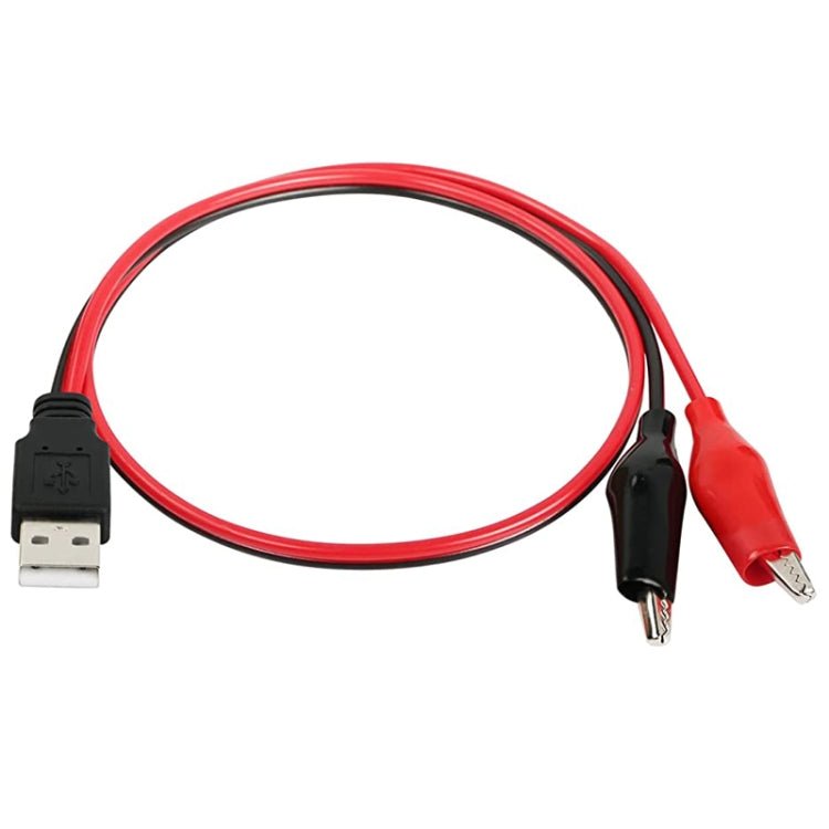 USB - A Male To 2 x Crocodile Clip Power Connection Extension Cable, Length: 0.5m - Trustpick