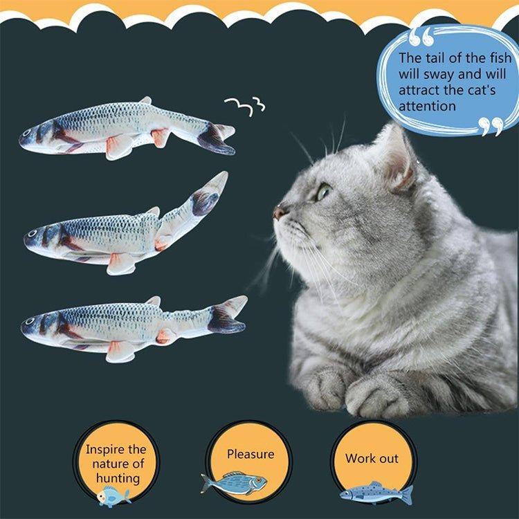 USB Charging Pet Simulation Fish Electric Cat Interactive Toy, Size：30cn - Trustpick