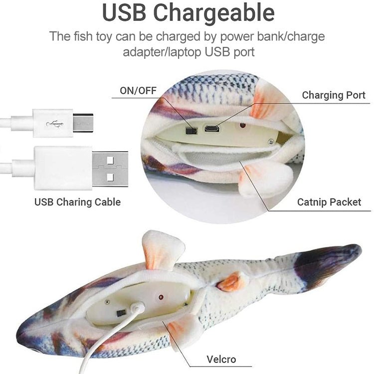 USB Charging Pet Simulation Fish Electric Cat Interactive Toy, Size：30cn - Trustpick