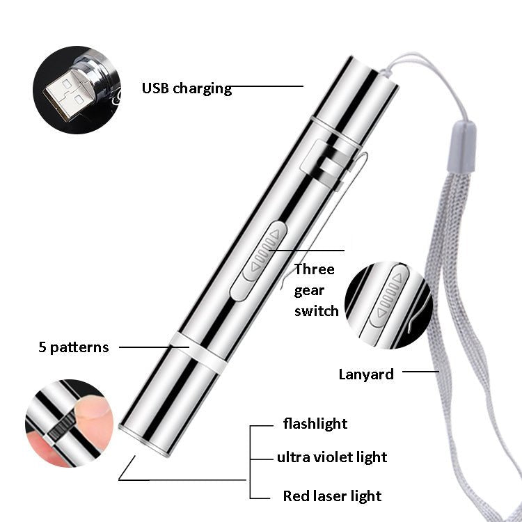 USB In - Line Flashlight Laser Pattern Funny Cat Stick Funny Cat Toy Pet Supplies - Trustpick