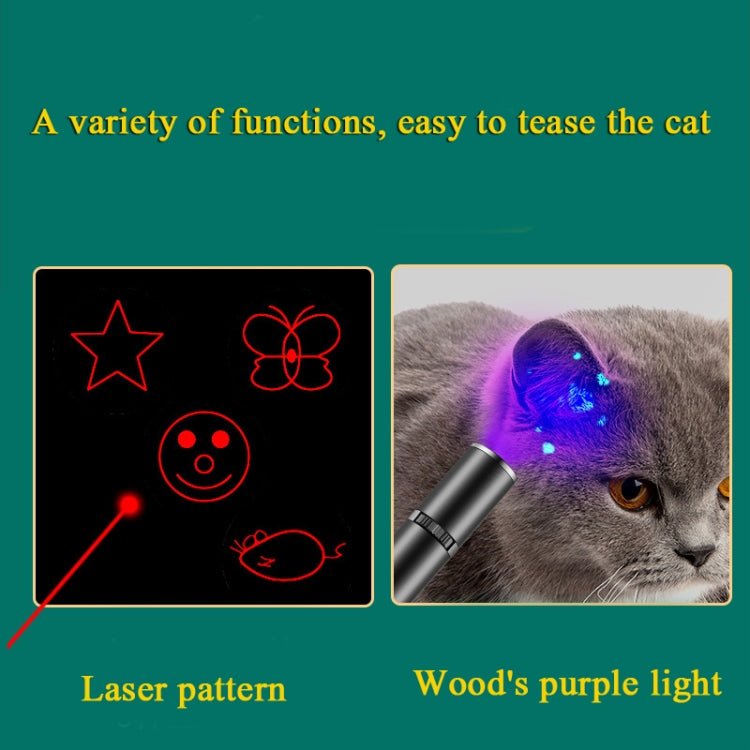 USB Rechargeable Laser Pattern Funny Cat Flashlight With Woods Purple Light Detection Lamp - Trustpick