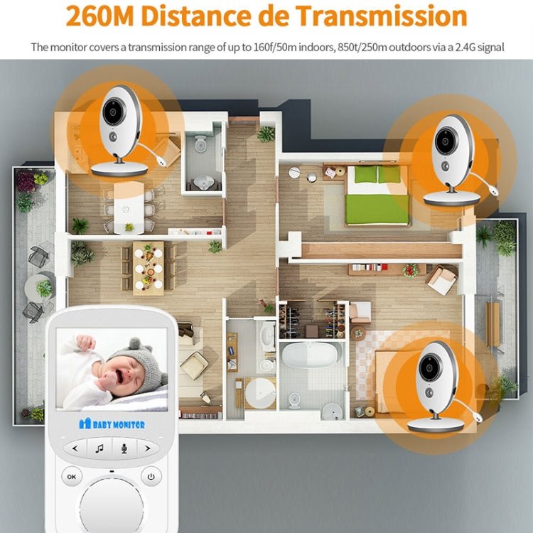 VB605 2.4 inch LCD 2.4GHz Wireless Surveillance Camera Baby Monitor, Support Two Way Talk Back, Night Vision - Trustpick