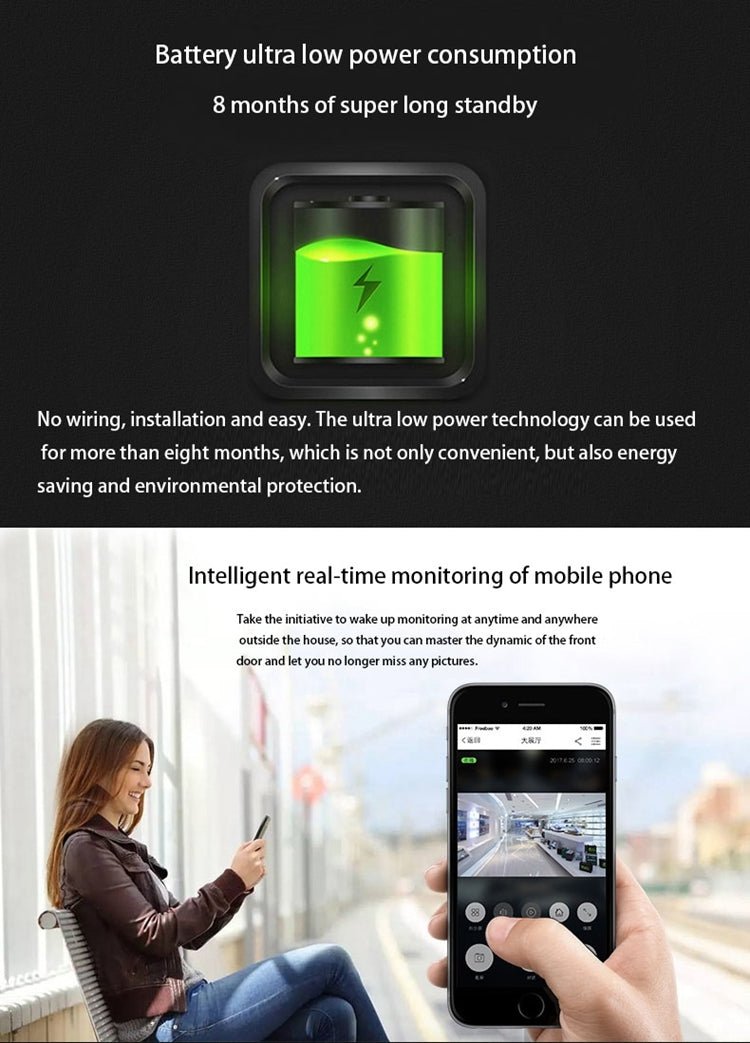 VESAFE Home VS - M2 HD 720P Security Camera Smart WiFi Video Doorbell Intercom, Support TF Card & Night Vision & PIR Detection APP for IOS and Android - Trustpick