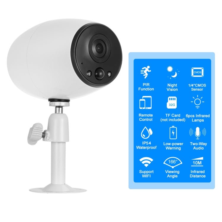 VESAFE VS - DC01 Security HD 720P Two - Way Audio Wireless Wifi IP Camera, Support Night Vision & PIR Detection & TF Card, IP54 Waterproof - Trustpick