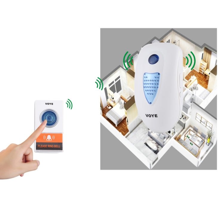 VOYE V003A Home Music Remote Control Wireless Doorbell with 38 Polyphony Sounds, US Plug - Trustpick