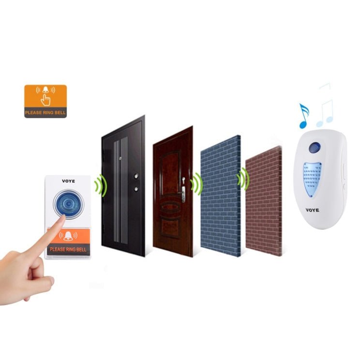 VOYE V003A Home Music Remote Control Wireless Doorbell with 38 Polyphony Sounds, US Plug - Trustpick