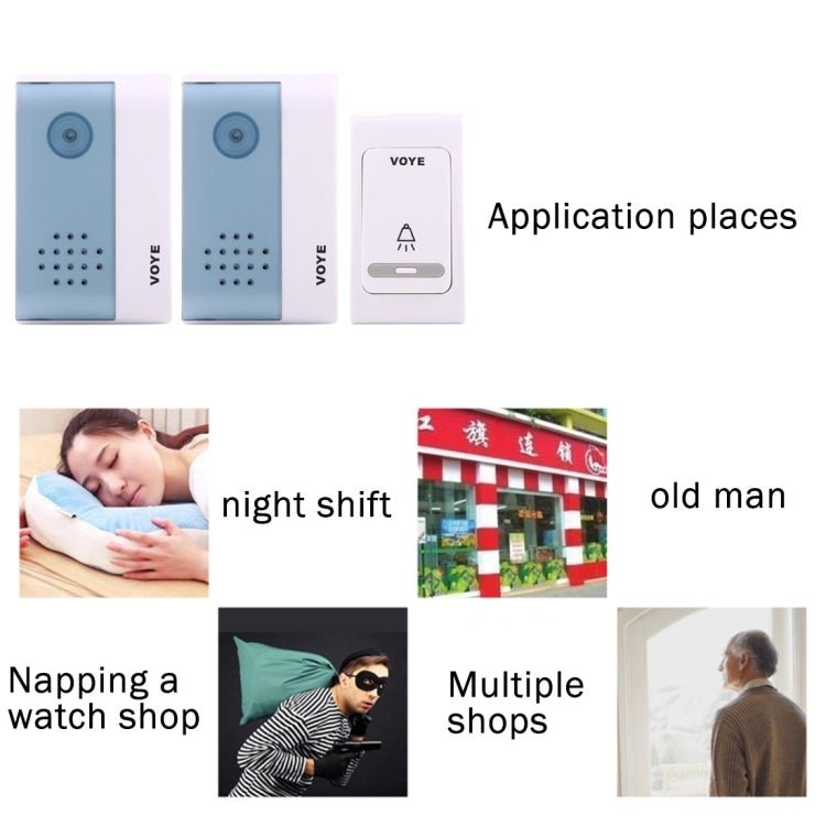 VOYE V004B2 Wireless Smart Music Home Doorbell with Dual Receiver, Remote Control Distance: 120m (Open Air) - Trustpick