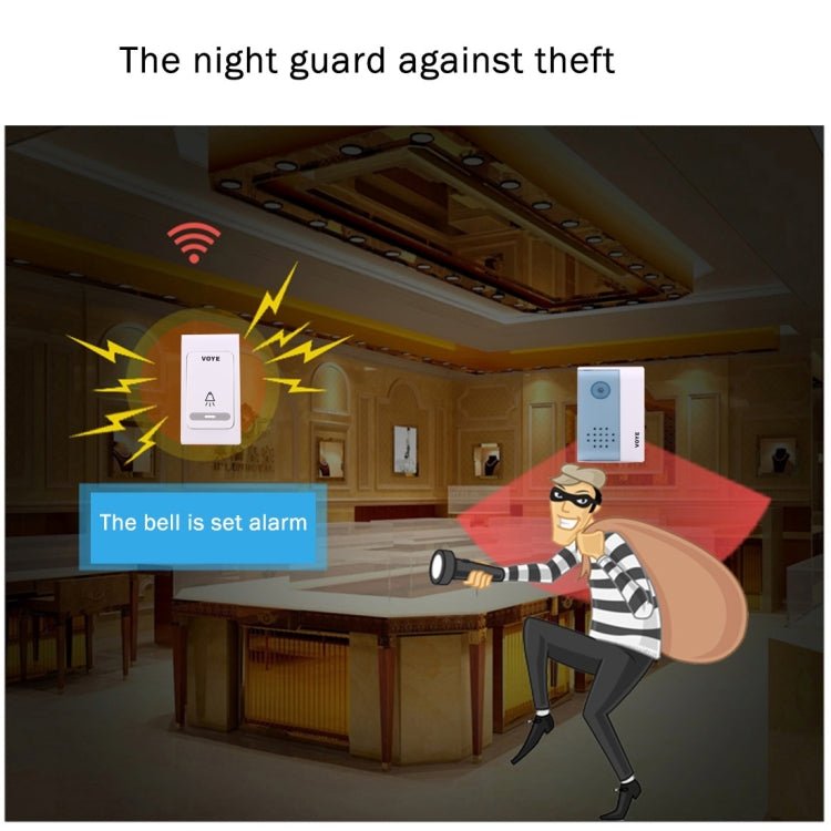 VOYE V004B2 Wireless Smart Music Home Doorbell with Dual Receiver, Remote Control Distance: 120m (Open Air) - Trustpick