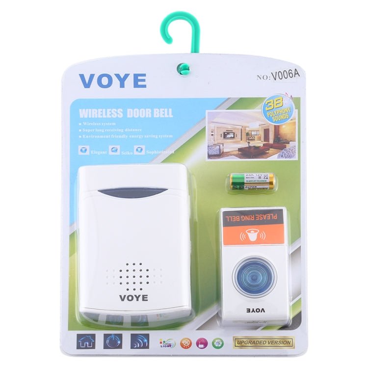 VOYE V006A Home Music Remote Control Wireless Doorbell with 38 Polyphony Sounds - Trustpick