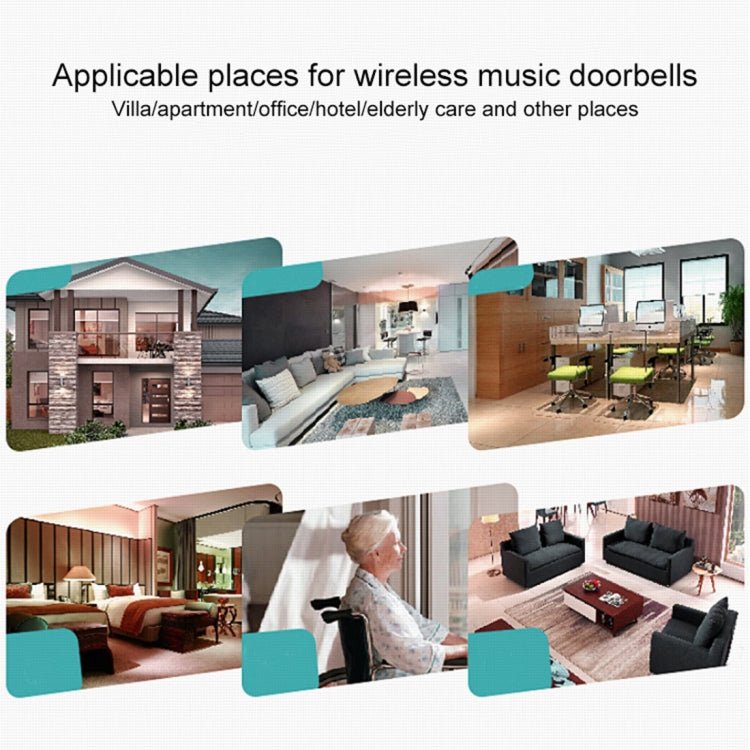 VOYE V006B Home Music Remote Control Wireless Doorbell with 38 Polyphony Sounds - Trustpick