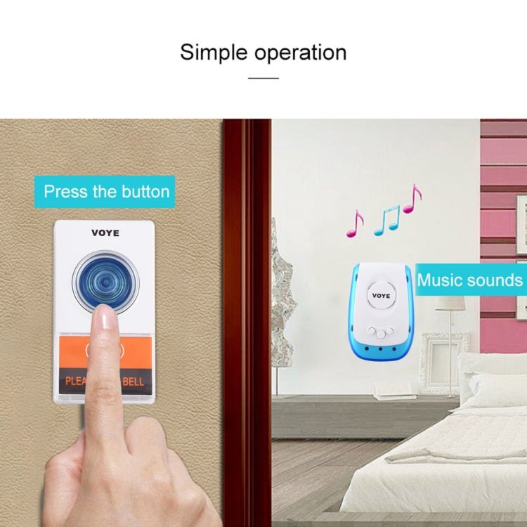 VOYE V009A Home Music Remote Control Wireless Doorbell with 38 Polyphony Sounds, US Plug - Trustpick