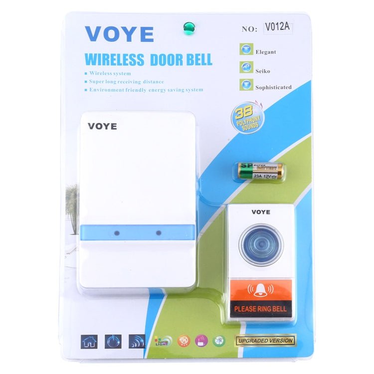 VOYE V012A Home Music Remote Control Wireless Doorbell with 38 Polyphony Sounds - Trustpick