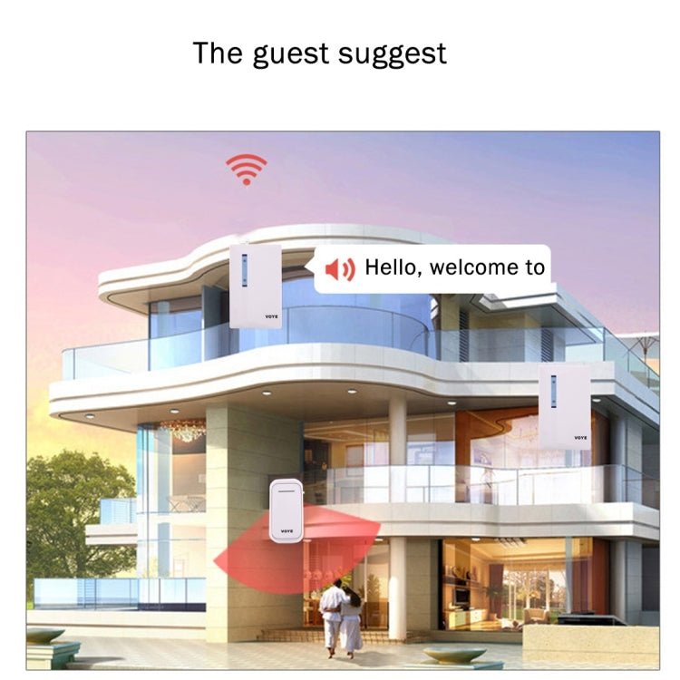 VOYE V015F2 Wireless Smart Music Home Doorbell with Dual Receiver, Remote Control Distance: 120m (Open Air) - Trustpick