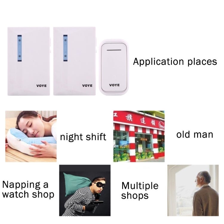 VOYE V015F2 Wireless Smart Music Home Doorbell with Dual Receiver, Remote Control Distance: 120m (Open Air) - Trustpick