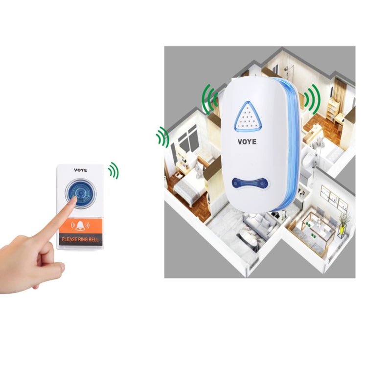 VOYE V025A Home Music Remote Control Wireless Doorbell with 38 Polyphony Sounds, US Plug - Trustpick