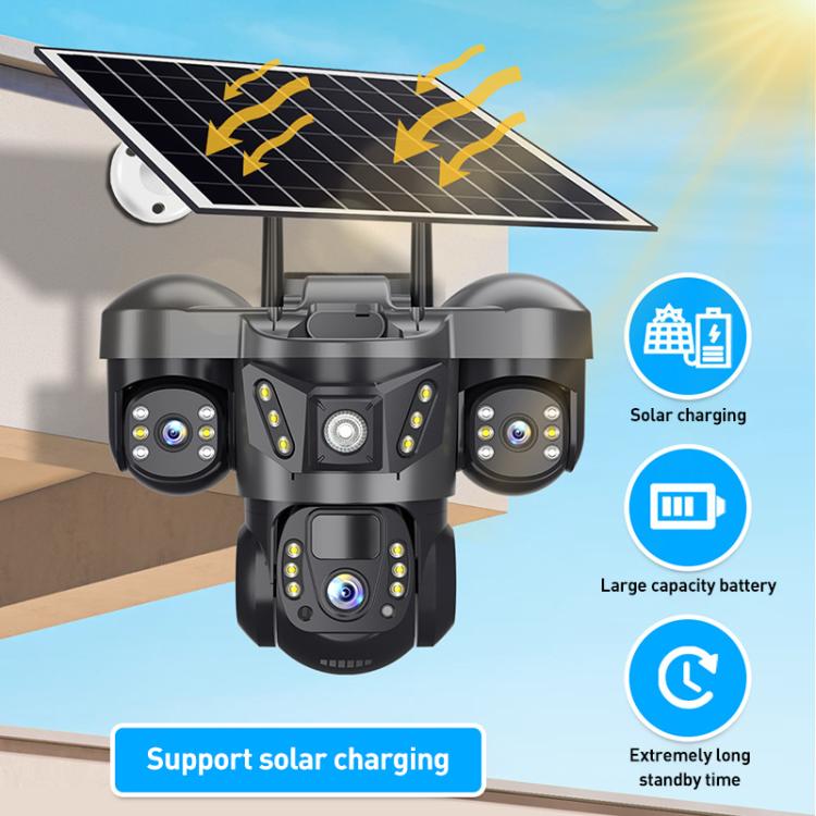 VTS29 6MP Multi - lens Panoramic Solar Surveillance PTZ Dome Camera - Trustpick