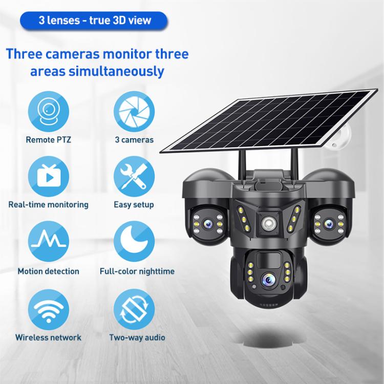 VTS29 6MP Multi - lens Panoramic Solar Surveillance PTZ Dome Camera - Trustpick
