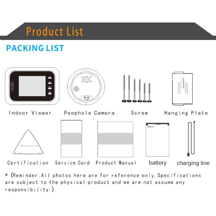 W8 - S 2.4 inch Screen 2.0MP Security Camera No Disturb Peephole Viewer, Support TF Card - Trustpick