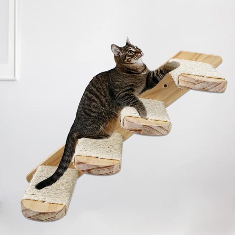 Wall Mounted Cat Climbing Frame Wooden Sisal Cat Jumping Platform Multi - Level Climbing Stairs - Trustpick