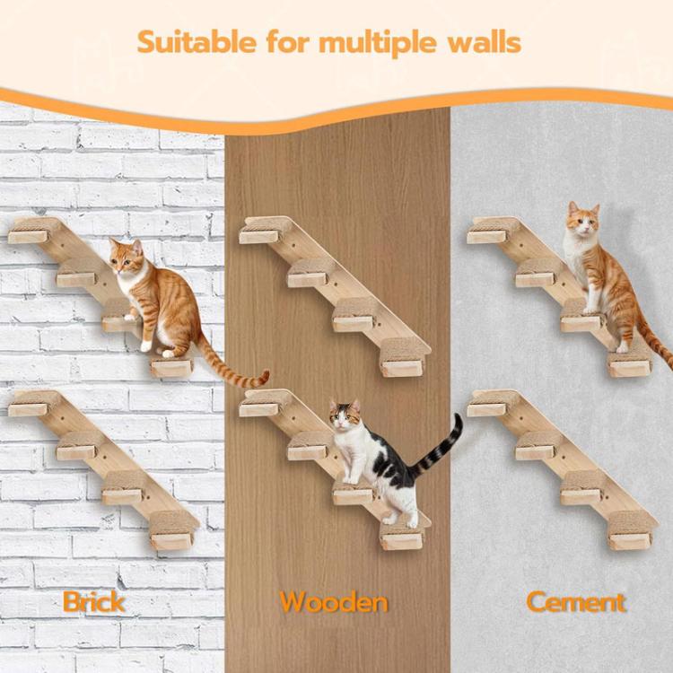 Wall Mounted Cat Climbing Frame Wooden Sisal Cat Jumping Platform Multi - Level Climbing Stairs - Trustpick