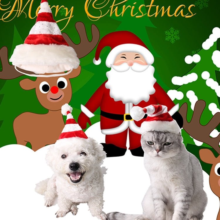 Western Red and White Striped Pet Dog Christmas Hat, Comfortable Children Dressing Up Christmas Hat - Trustpick