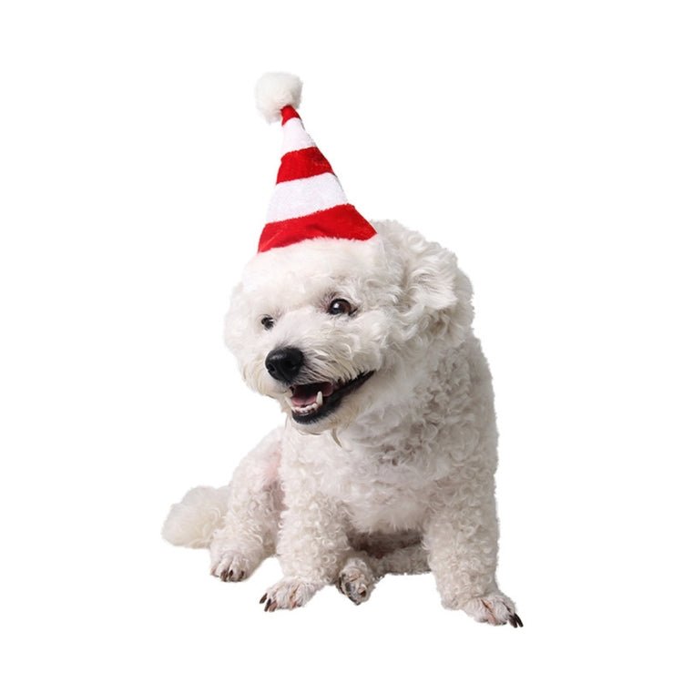 Western Red and White Striped Pet Dog Christmas Hat, Comfortable Children Dressing Up Christmas Hat - Trustpick