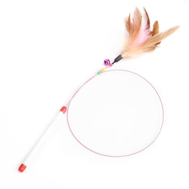 Wire Funny Cat Stick With Bell Cat Toy, Style: Feather - Trustpick