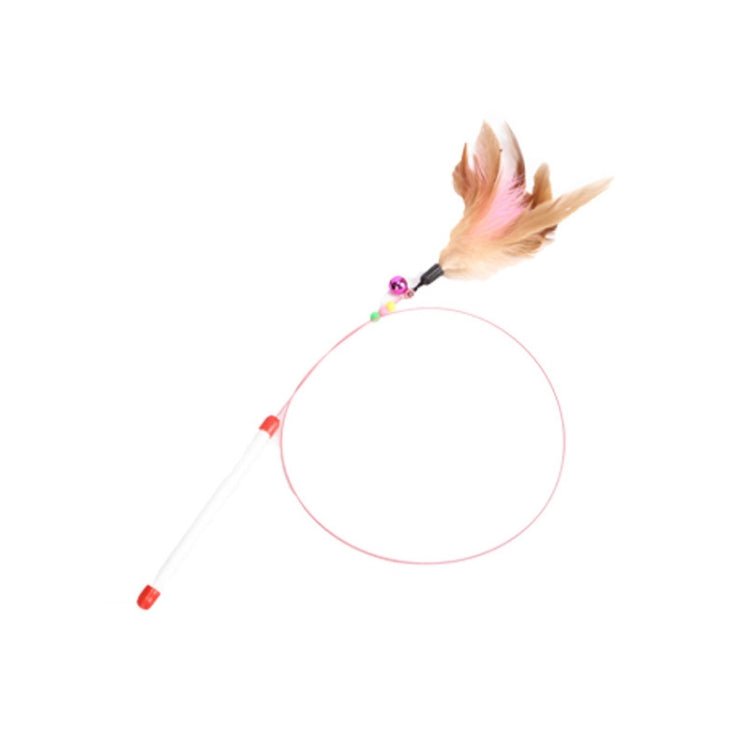Wire Funny Cat Stick With Bell Cat Toy, Style: Feather - Trustpick