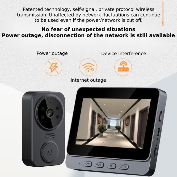 Wireless 2.4G Visual Intercom Doorbell 4.3 inch IPS Screen with Camera Monitor Night Vision - Trustpick