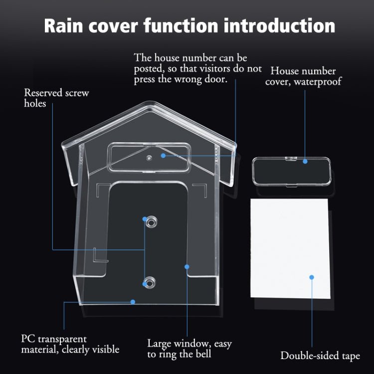 Wireless Doorbell Waterproof Cover Outdoor Doorbell Transparent Rain Protection Case - Trustpick
