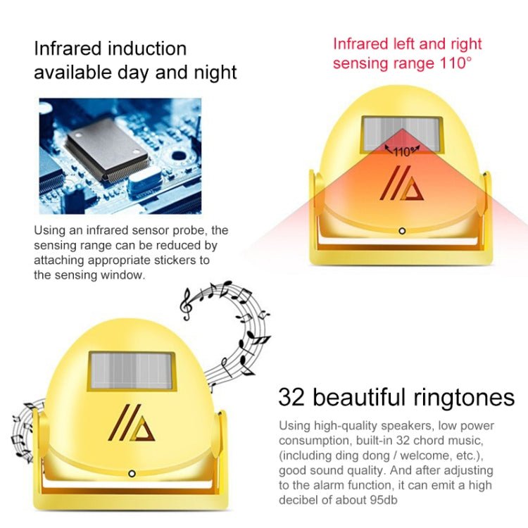 Wireless Intelligent Doorbell Infrared Motion Sensor Voice Prompter Warning Door Bell Alarm - Trustpick