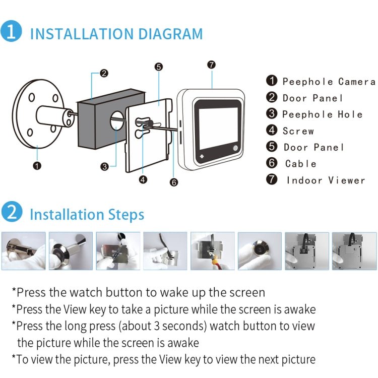 X5 2.4 inch Screen 2.0MP Security Camera No Disturb Peephole Viewer, Support TF Card - Trustpick
