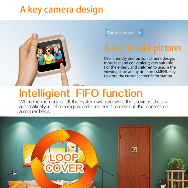 X5 2.4 inch Screen 2.0MP Security Camera No Disturb Peephole Viewer, Support TF Card - Trustpick