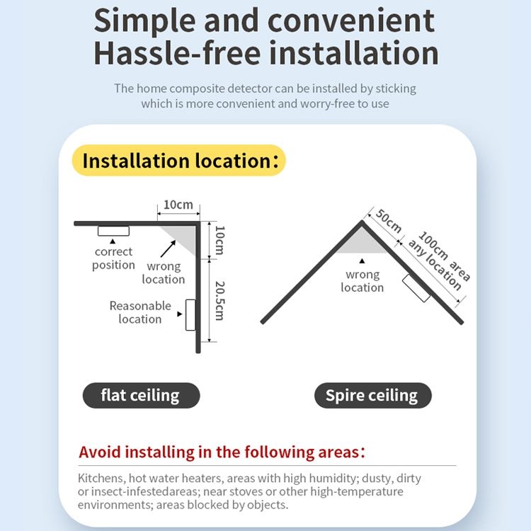 XY - S510COM 2 in 1 Carbon Monoxide Smoke Composite Alarm Detector without Battery - Trustpick